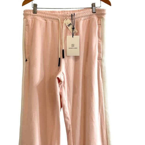 Araminta James x Anthropologie Womens XL Terry Track Pants Pink White Stripe NWT - Picture 5 of 11