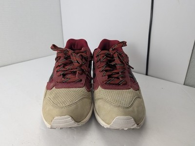 ASICS GEL-Saga Burgundy Tan Gold Suede Running Shoes H41VK Women s 5.5 / EU 38