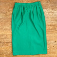 Vintage Kelly Green Skirt Size XS 6 26" Waist 1990s Pendleton Crepe Pencil