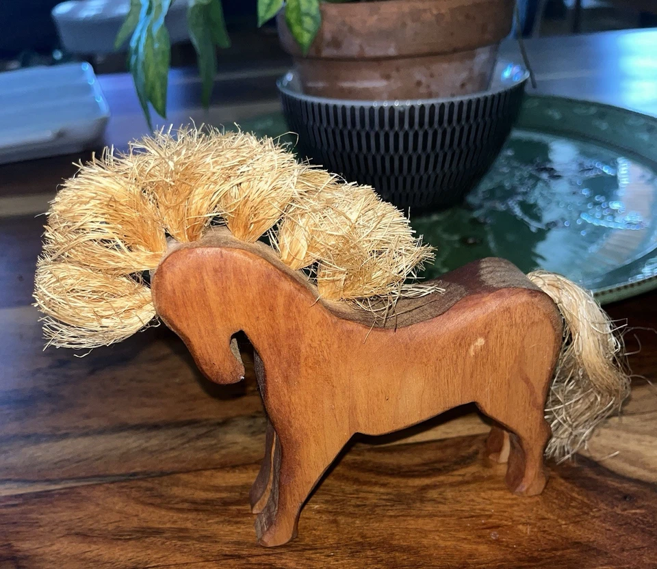 Ancien Petit Cheval en bois  suédois  vintage Scandinave - Photo 3/4