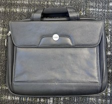 Dell Large Black Faux Leather Briefcase Laptop Bag  Excellent Condition
