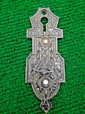 VICTORIAN BUTTERFLIES TULIPS DOUBLE KEY CAST IRON ESCUTCHEON w/DOOR   (40306-2)