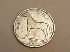 Genuine 1934 .750 Silver Ireland 1/2 Half Crown (2 Shillings 6 Pence) Coin - VF