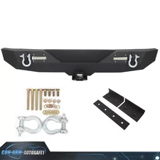 Rear Bumper w/ D Ring 2" Receiver LED light Black For 2007-2018 Jeep Wrangler JK