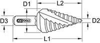 KS Tools Hss-Tin Stufenbohrer Extra Kurz, Ø 4-30Mm, 14 Stufen (330.2376)