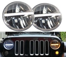 2X FARI 7" POLLICI LED H4 PER JEEP WRANGLER JK LAND ROVER DEFENDER OMOLOGATI 