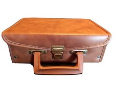 CASSETTE CARRYING CASE fits 12 cassette tapes brown MADE IN USA Service Mfg NICE
