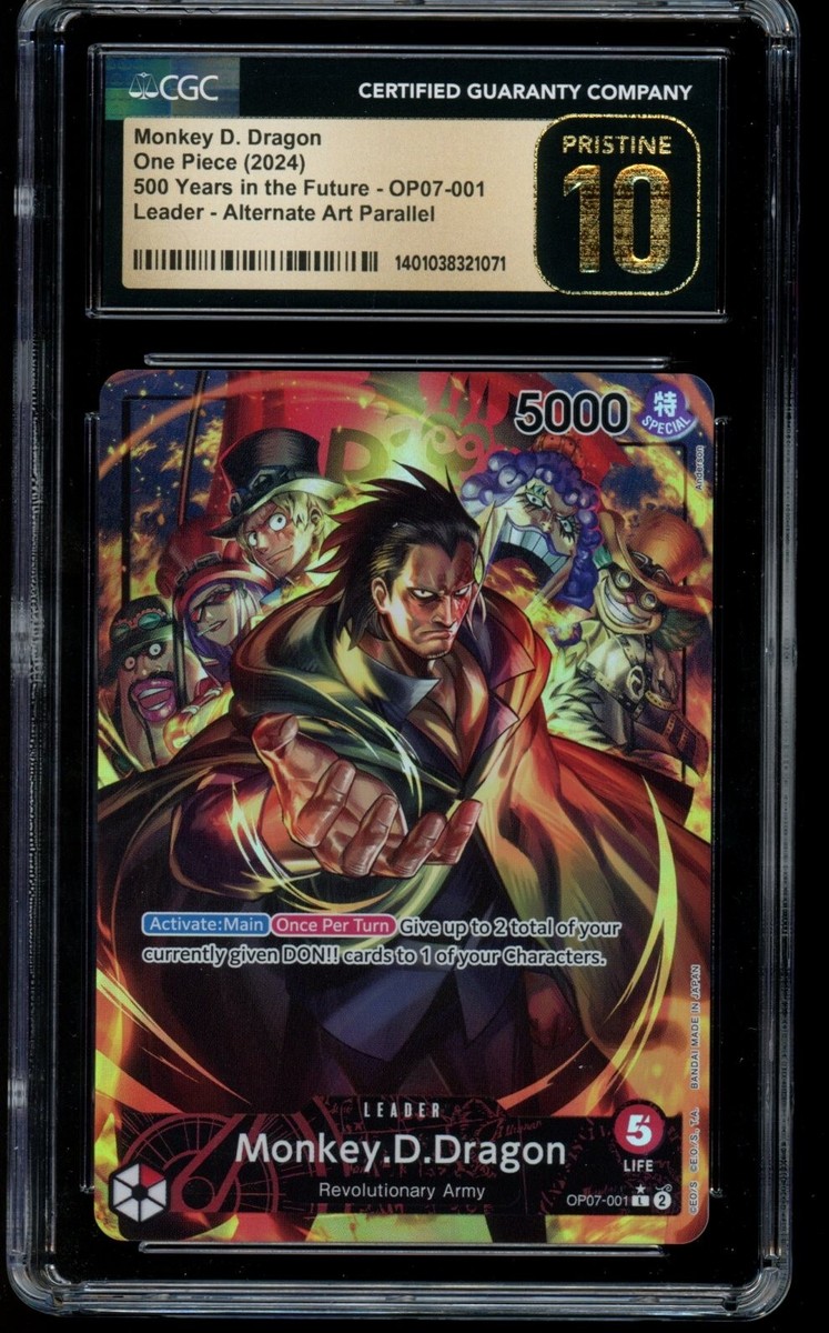 CGC 10 PRISTINE Monkey.D.Dragon OP07-001 Leader - Alt Art - 500
