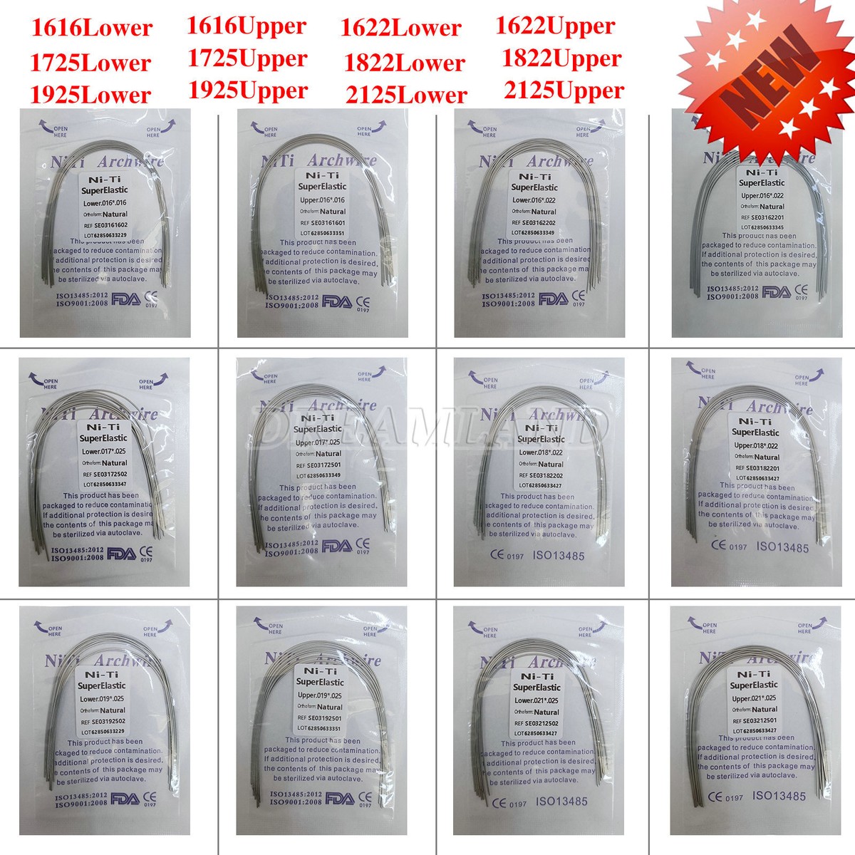 YGS1321100901 Arch Wires 10 Pack 10X AZDENT Super Elastic Niti Arch Wires Rectangular Form - Dental Orthodontic Natural Shape Wires Niti Wire - Foto 4