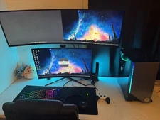 gaming pc, 2 monitors, chair and desk!