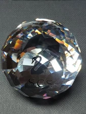 Swarovski Collectors Society SCS Black Swan Logo Paperweight Prism Ball Crystal 