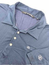 Travis Mathew Shirt Mens L Blue Pima Cotton Blend Short Sleeve Golf Polo Pocket