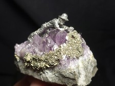 Fantasy Pewter Mining Scene on Amethyst Crystal, Made in USA (5.3 oz) M8