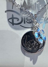 Disney Parks Stitch Silver Color with Faux Gems Necklace NEW