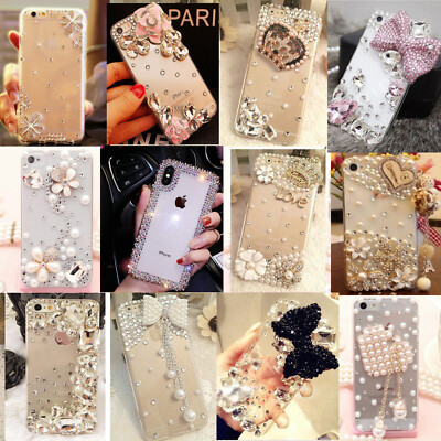 Women Handmade Shockproof Diamond Glitter Sparkle Bling Diamonds Phone Back Case