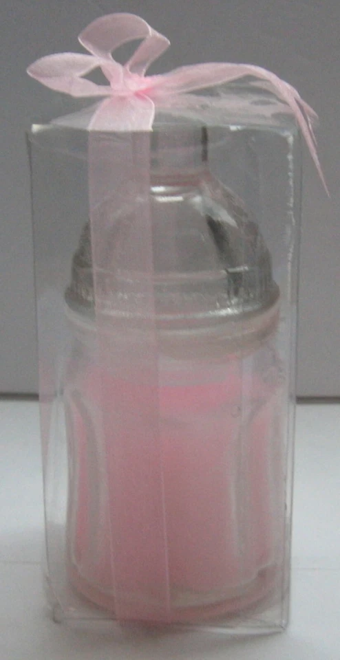 Biberón de Vidrio Rosa Vela Lunaura Ducha Regalo Favor Mesa Decoración Nuevo  Foto 2 de 4