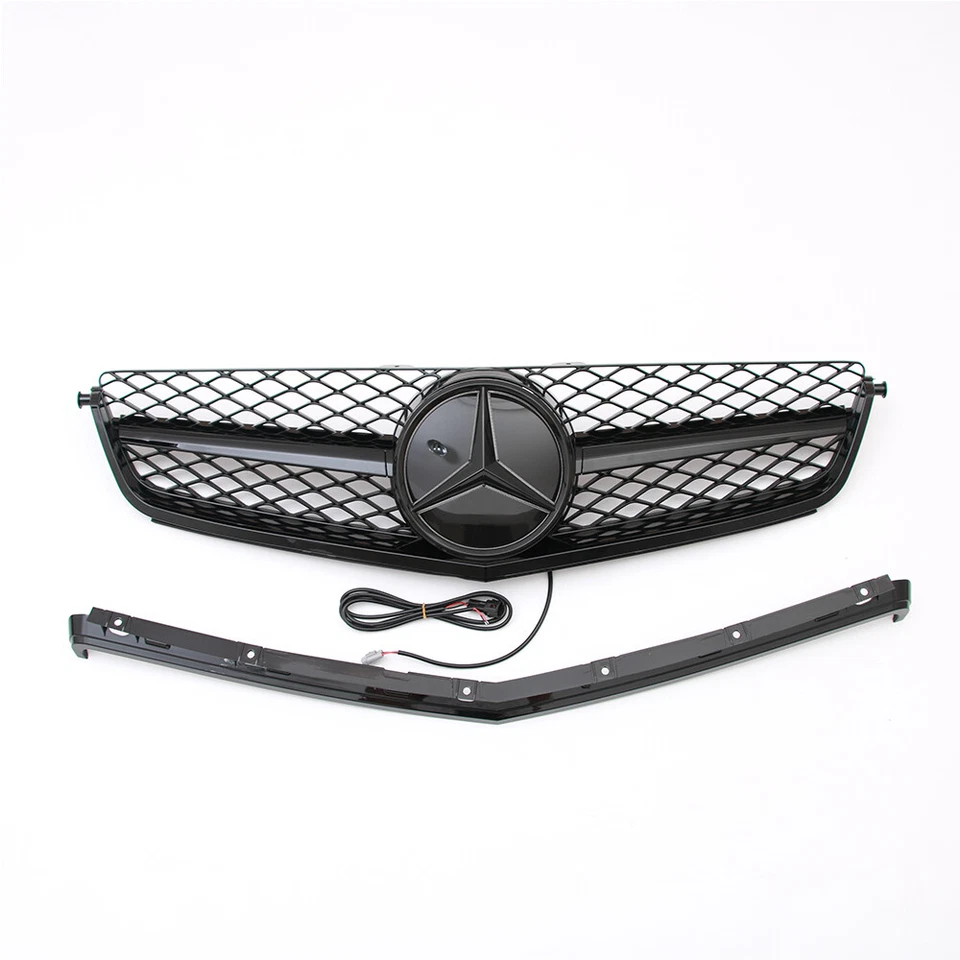 Glossy Black Front Grille w/LED Emblem For 2008-2011 Mercedes Benz W204 C63 AMG Foto 4 de 4