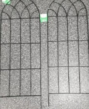 2 Metal Trellis Black Tall Garden Fence Panels Plant Support 70cm H 25cm Gothic 