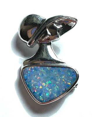 ATEMBERAUBEND! ART DECO STIL STERLINGSILBER WEIBLICHE FIGUR ANSTECKNADEL AUSTRALISCHER OPAL