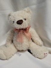 FAO Schwartz 2020 Teddy Bear Beige with Peach Scarf Button Scruffy Bear