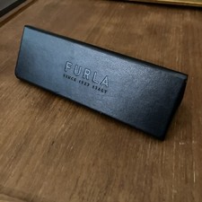 Furla Triangle Eyeglass Case Magnetic TriFold Glasses Holder Black