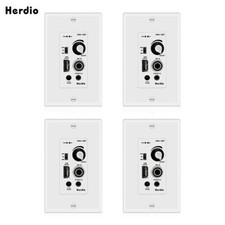 In Wall Bluetooth AUX 3.5MM Audio Control Amplifier Receiver Wall Plate 4Pcs