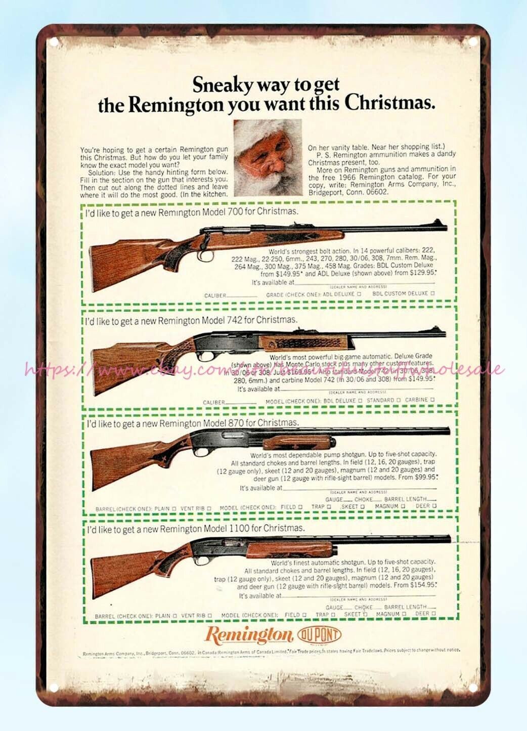 1964 Firearm Deluxe Grade Rifle Metal Tin Sign Gun Wall Art Decor-image