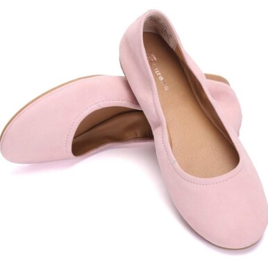 Eureka USA Women Audrey Leather Ballet Closed Toe flat Rosewater Pink SZ 8.5
