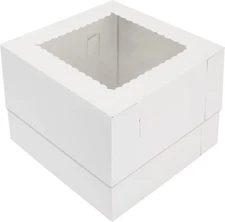 Moretoes 10pcs Cake Boxes 10x10x8 Inches White Bakery with Window 