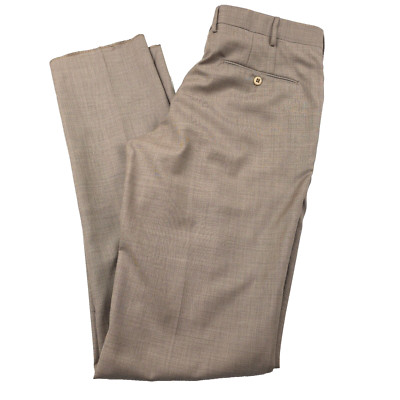 $345 Zanella Parker Beige Trouser Wool Dress Pants Made in Italy Mens Size 34