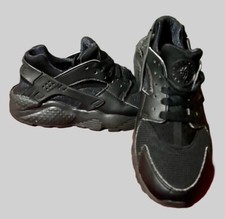 Nike - Huarache Run Big Kids' Black Leather  Mesh Pull-On Sneakers - 4.5Y