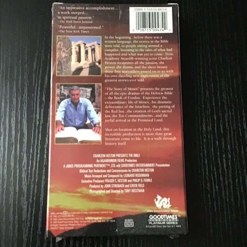 Vintage The Bible The Story of Moses VHS New Factory Sealed Charlton Heston - Picture 5 of 7