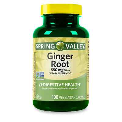 Natural Ginger Root Supplement   550 mg, 100 Count for Digestive Health