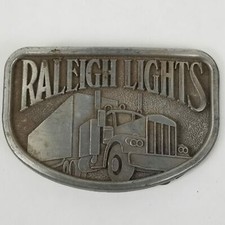 Vintage Raleigh Lights Cigarettes Belt Buckle - Semi Truck