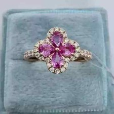 14k Yellow Gold Plated 3.00Ct Pear Cut Lab-Created Pink Sapphire Wedding Ring