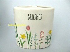 RAE DUNN FLORAL Flowers BRUSHES Toothbrush Make-Up Holder Vanity BATH Bathroom