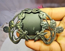 Antique 925 Sterling art nouveau Miniature Mini Picture Frame w leaf Dragonfly
