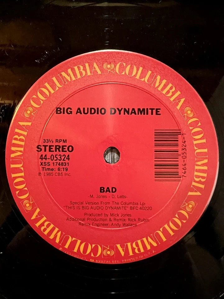BIG AUDIO DYNAMITE: The Bottom Line, 1985 Columbia 44-05324 12" Single, VG/VG - Image 4 of 4