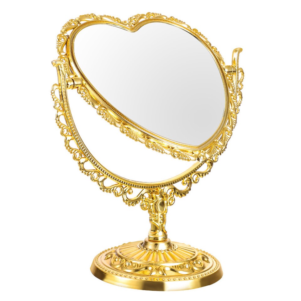 Heart Shaped Makeup Mirror Vanity Double Side Table Top Hand Held