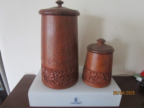 Wooden Containers Made In Malta Kitchen Stationary Office Pens Tea Sugar Carved