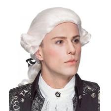 Judge Colonial Wig Man Long Wave White Wig Washington Halloween Costume Cospl...