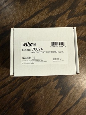Wiha 70824 HEX DRIVE BIT 7/32''X25MM 100 Pack