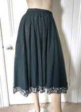 Moschino Vintage Tulle Black Skirt Embroidered UK 6  / 8 Floral Made in Italy 