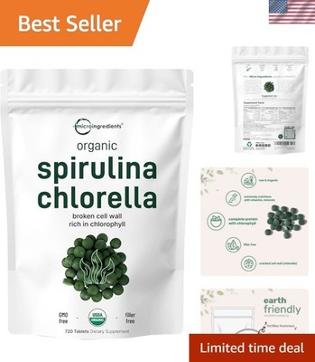 Organic Spirulina Chlorella Tablets, 3,000mg Per Serving, 720 Tablets 4  Supp...