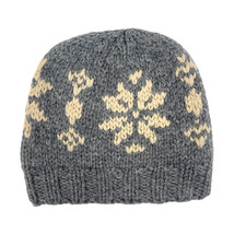 Moncler Wool Knit Beanie Hat Gray Beige Snowf...