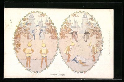 Artist postcard Henriette Willebeek le Mair: Humpty Dumpty, Old Rhymes with New Pic 