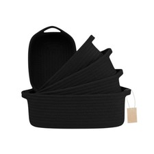 5-Piece Rectangle Storage Basket Set Natural Cotton Baby Nursery Toy Basket Bin