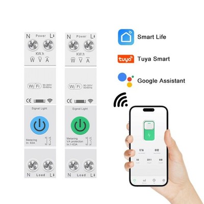 Tuya WiFi DIN Rail Smart Circuit Breaker Energy Meter APP Remote Control Switch