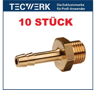 10 StüCk Tecwerk Druckluft Messing GewindetüLle Mit AußEngewinde 1/2Zoll Lw 13Mm