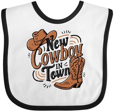 Inktastic I'm A New Cowboy In Town Baby Bib Design Red Band Lasso Western-themed